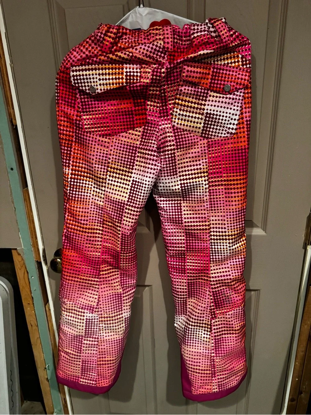 Spyder Pink and Orange Geometric Ski Pants size 18 girls like new
